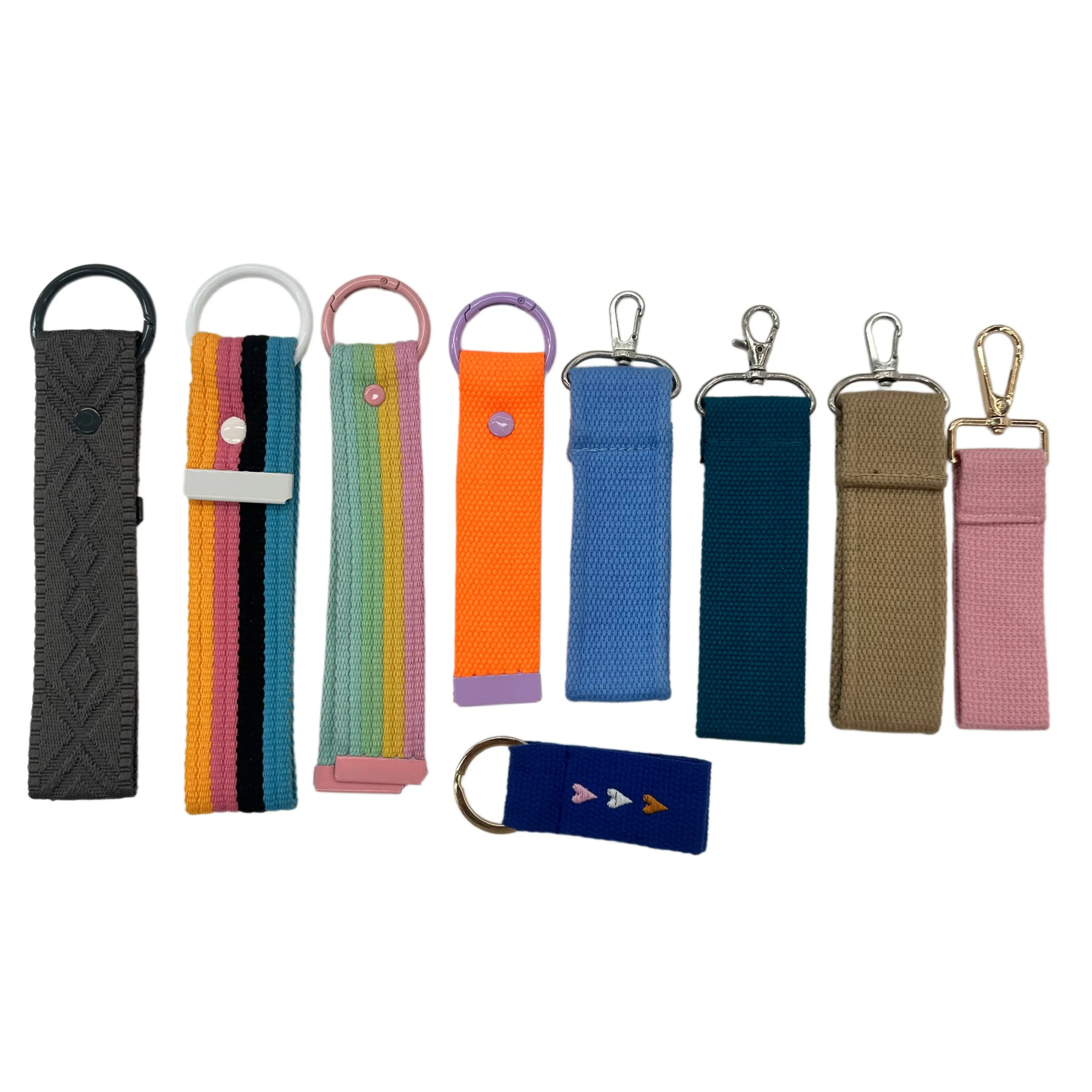Woven phone straps with metal attachment hardware